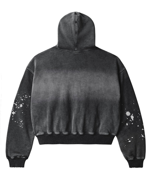 BLACK PAINT ZIP UP HOODIE